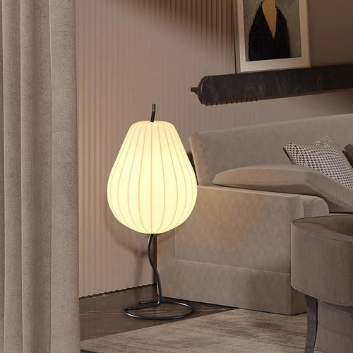 lampe de sol japonaise en soie design poire élégante et moderne - vue 4 sur 8
