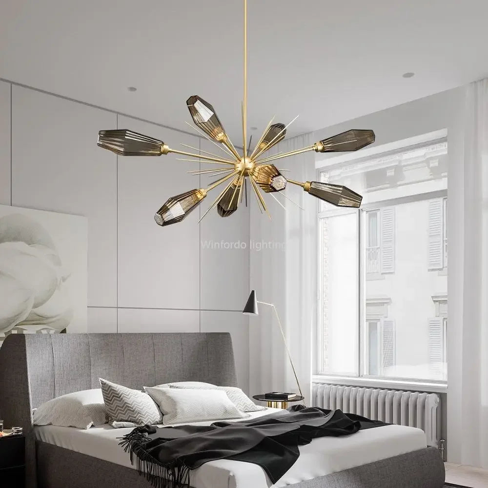 lustre minimaliste américain en verre post-moderne créatif - vue 4 sur 9