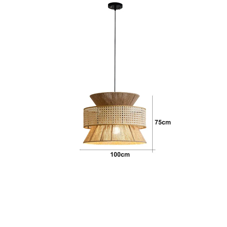 Suspension Sabi Wabi style chinois en rotin cannage - vue 18 sur 24