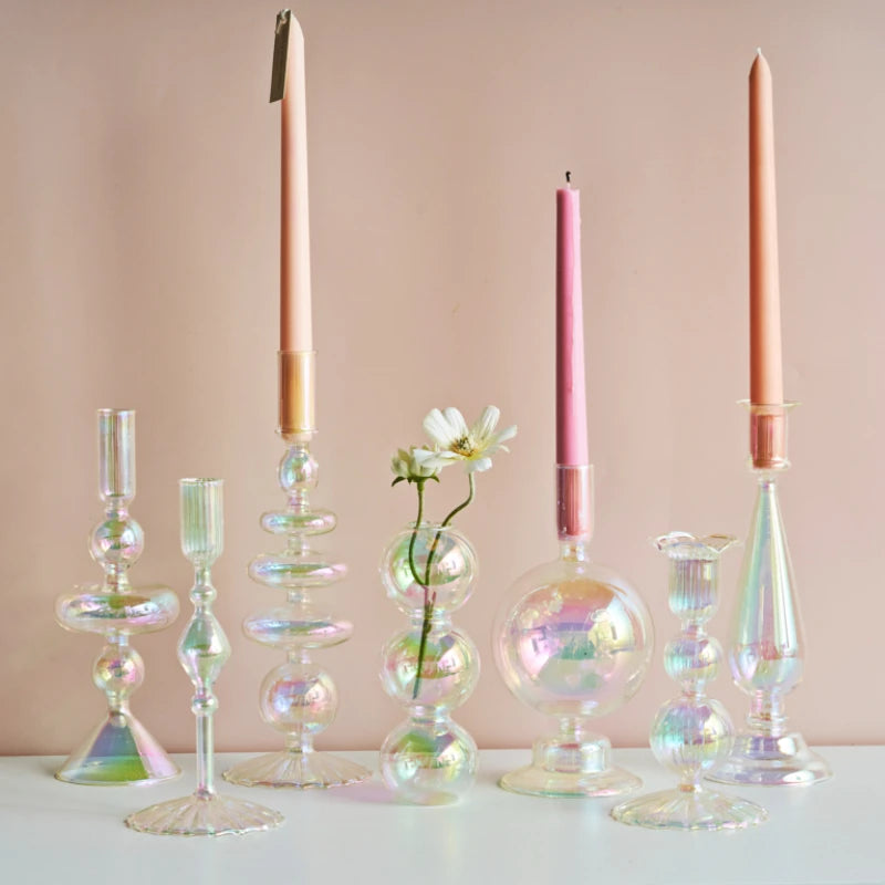 bougeoir en verre décoration nordique pour mariage et fleurs - vue 6 sur 22