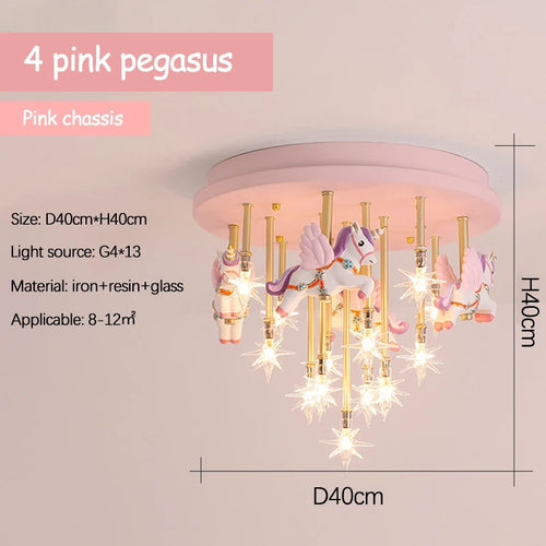 plafonnier moderne licorne étoiles décoration pour enfants intérieur - vue 6 sur 10
