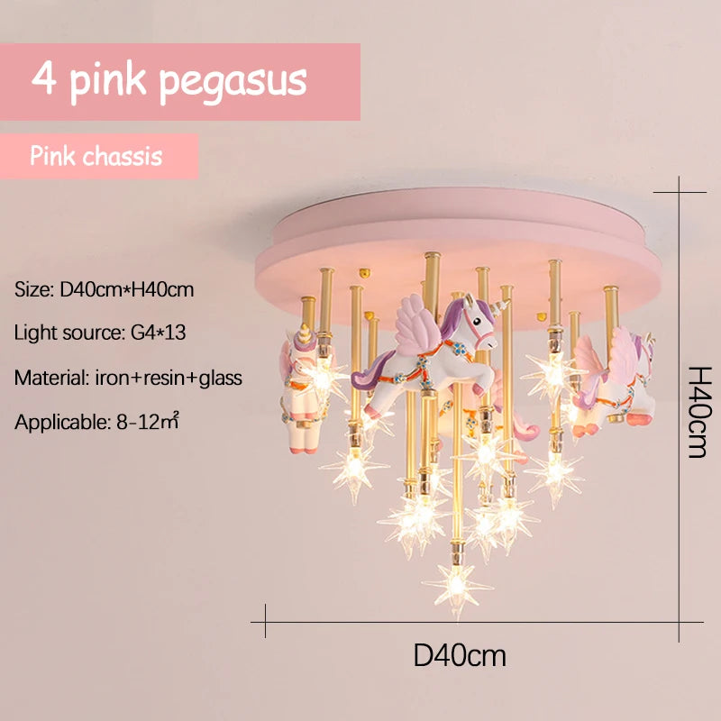 plafonnier moderne licorne étoiles décoration pour enfants intérieur - vue 5 sur 10