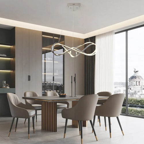 lustre led moderne avec télécommande design élégant et courbé - vue 5 sur 12