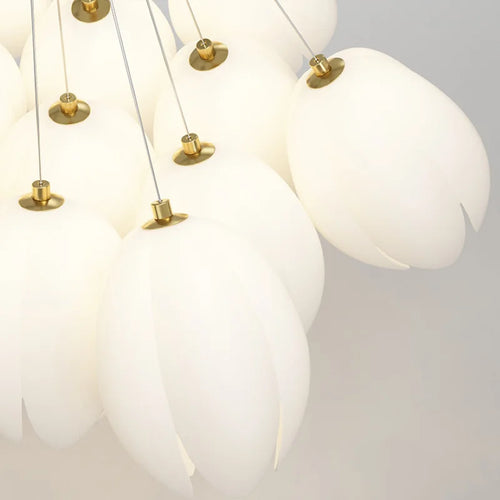 lustre moderne tulipe sandyha suspension led lampara soffitto - vue 6 sur 8