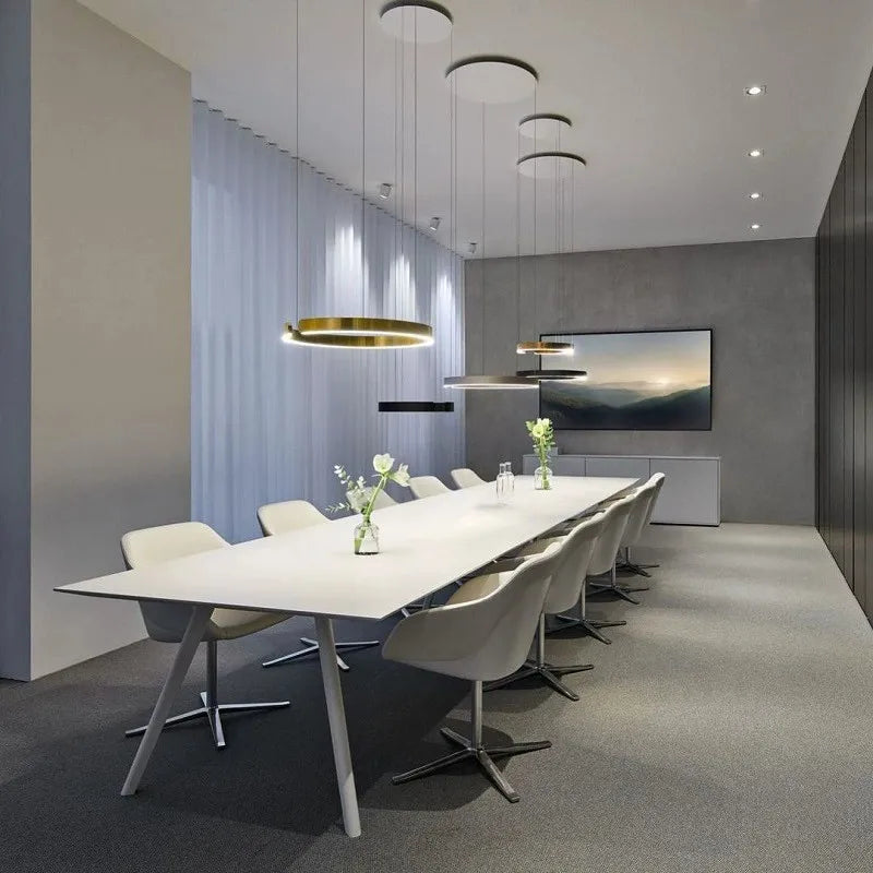 lustre moderne en acier inoxydable en forme de c pour restaurant - vue 4 sur 10