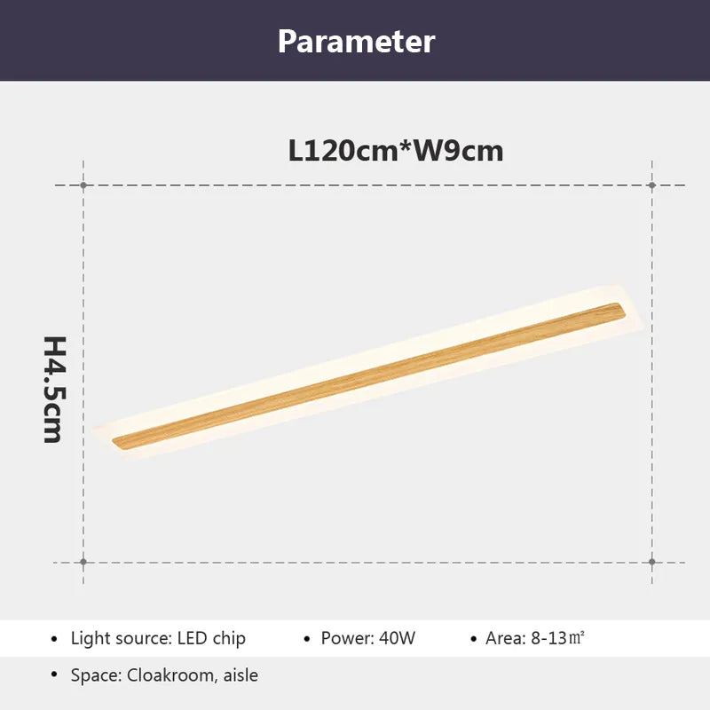 Plafonnier lumière led bois minimaliste déco entrée couloir vestiaire - vue 5 sur 16