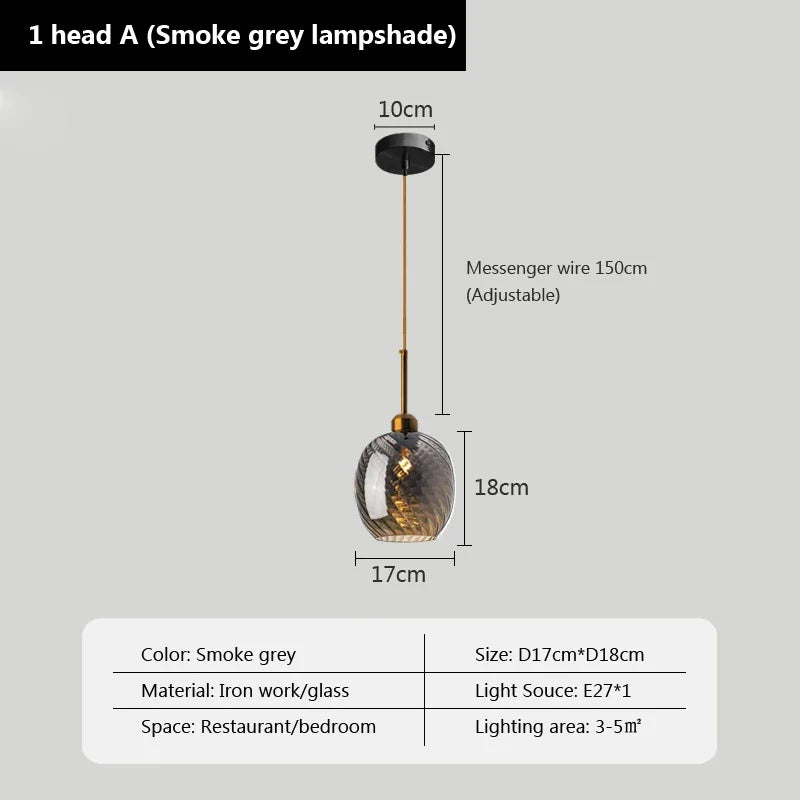 suspension led moderne design boule de verre pour restaurant bar - vue 13 sur 23