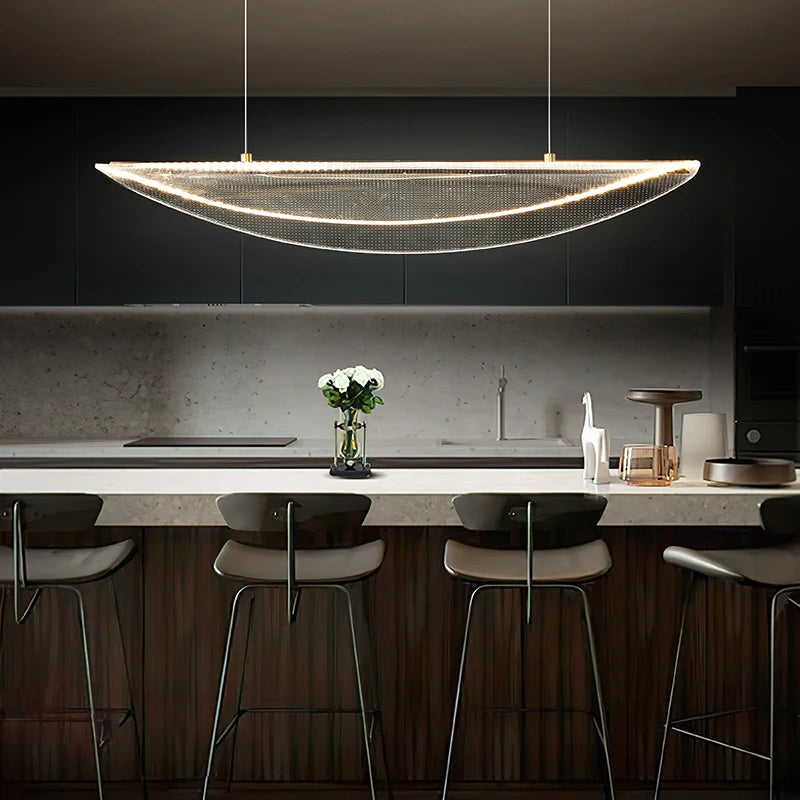 suspension moderne design en fer et acrylique pour ambiance luxe - vue 2 sur 8