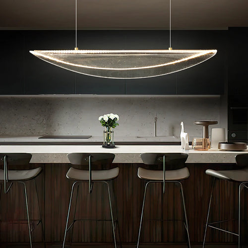 suspension moderne en fer incurvé avec éclairage led créatif - vue 3 sur 8