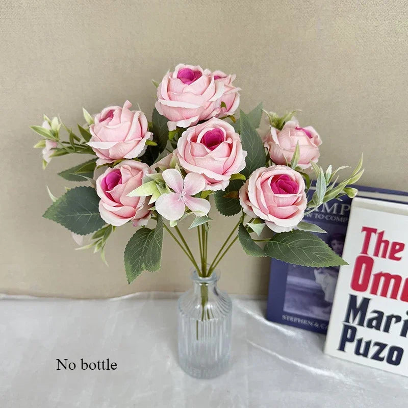 bouquet de roses artificielles en soie pour décoration intérieure - vue 8 sur 14