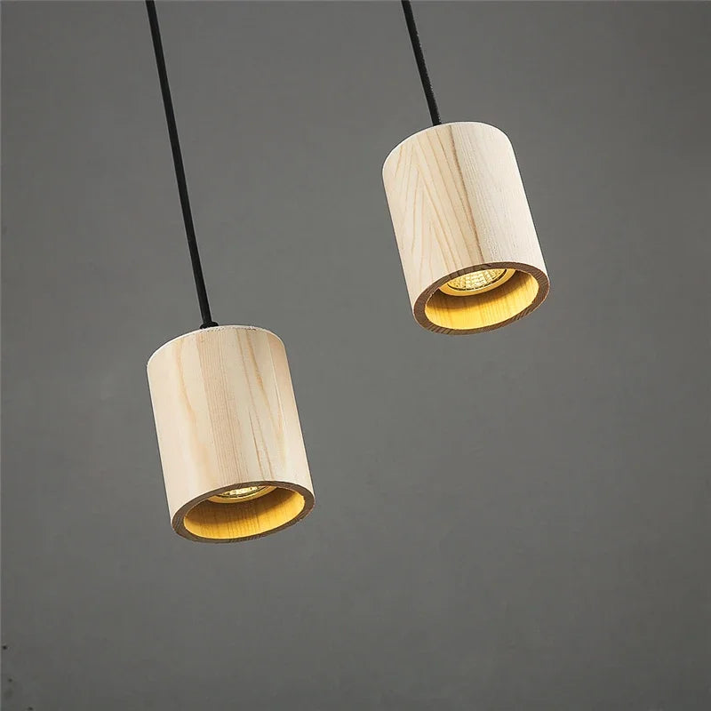 suspension modernes en bois massif style nordique créatives - vue 4 sur 7