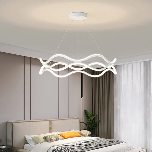 lustre design nordique ligne ondulée et lumière principale - vue 4 sur 10