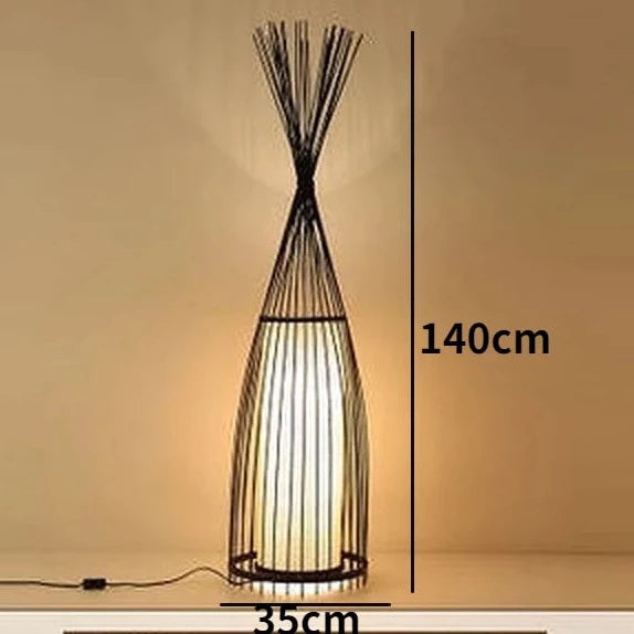 Lampadaire en bambou de style chinois - vue 9 sur 9