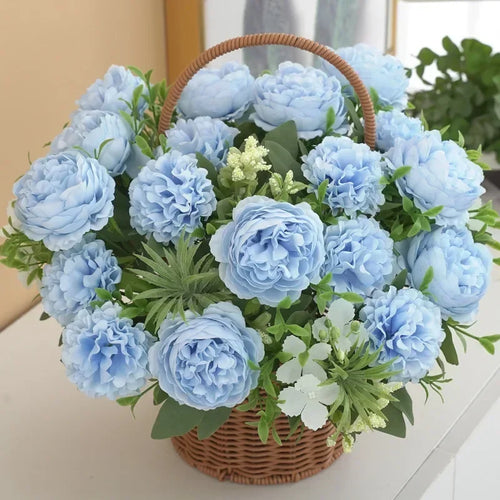bouquet d'hortensias et pivoines artificiels pour décoration intérieure - vue 4 sur 11
