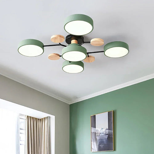 plafonnier LED en bois design nordique pour intérieur élégant - vue 2 sur 22