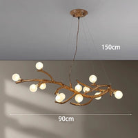 Lustre LED style branche de bois design moderne