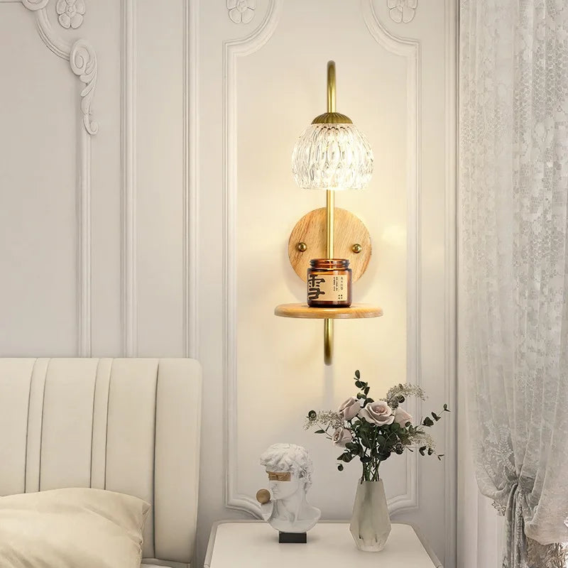 appliques murales led modernes avec étagère en verre transparent - vue 4 sur 10