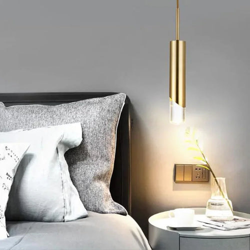 Suspension design cylindrique style Cuivre Or LED - vue 3 sur 7