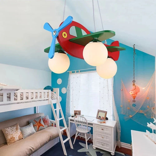 suspension lampe bois avion pour chambre d'enfant - vue 7 sur 6