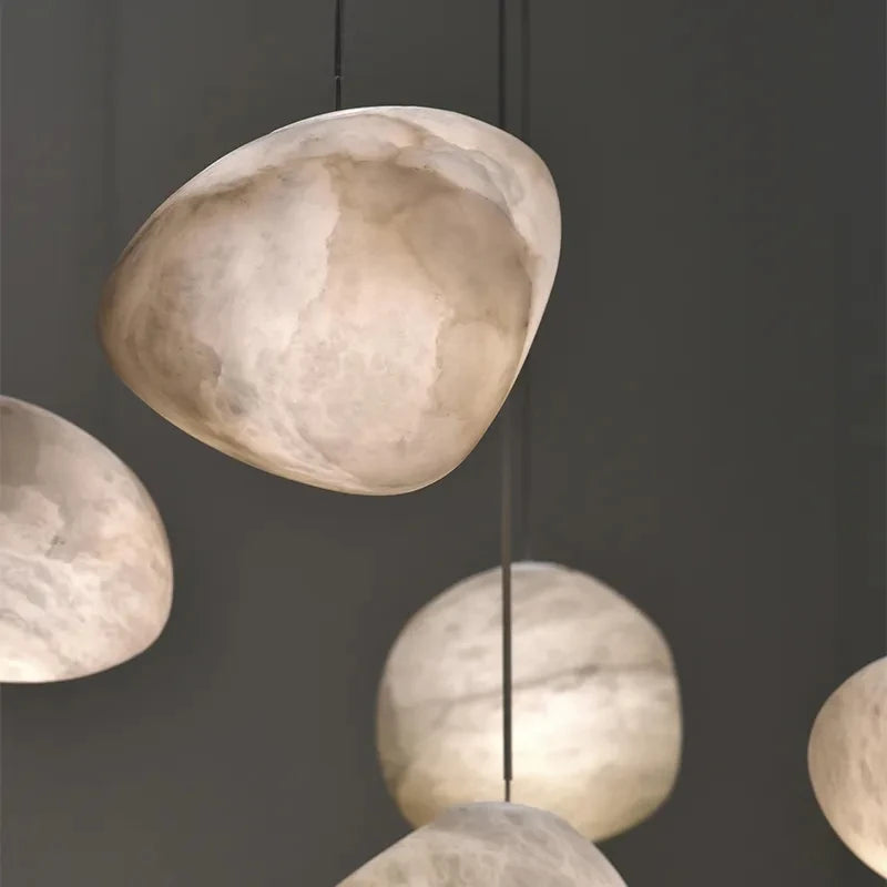 lustre moderne led texture naturelle marbre - vue 5 sur 10