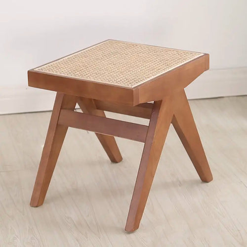 tabouret en rotin véritable style nordique pour changer de chaussures - vue 5 sur 14