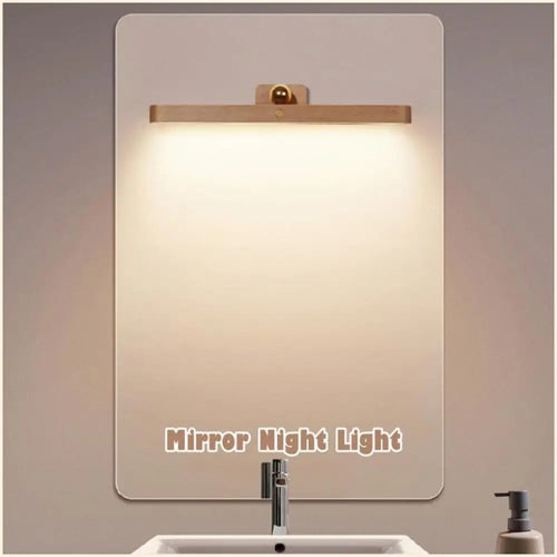 LED en bois veilleuse miroir avant lumière de remplissage Portable Rechargeable magnétique applique murale chambre lampe de chevet - vue 5 sur 6