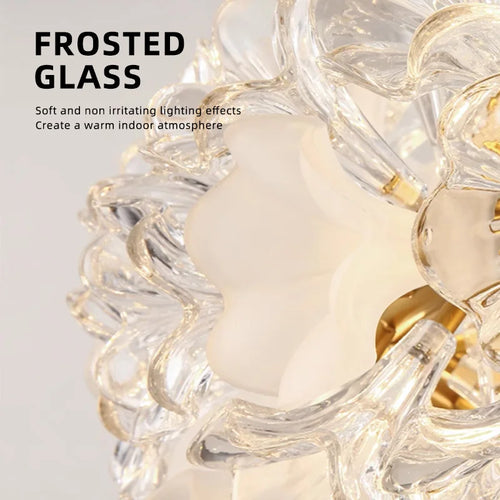 lustre moderne en verre en forme de fleur pour éclairage intérieur - vue 6 sur 17