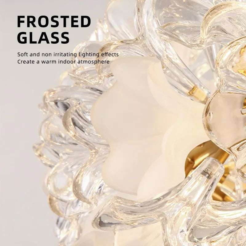lustre moderne en verre en forme de fleur pour éclairage intérieur - vue 5 sur 17