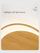 lustre moderne en bois avec éclairage intelligent circulaire