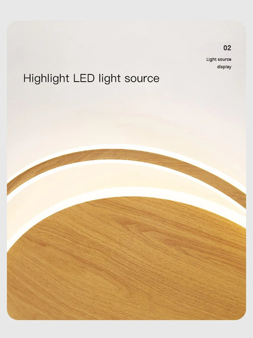 lustre moderne en bois avec éclairage intelligent circulaire - vue 7 sur 9