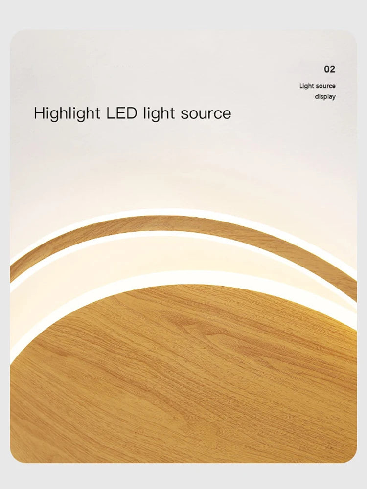 lustre moderne en bois avec éclairage intelligent circulaire - vue 6 sur 9