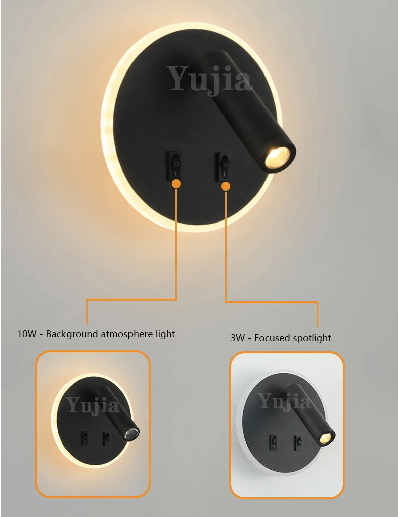 applique murale moderne avec ports usb et lampes de lecture réglables - vue 3 sur 16
