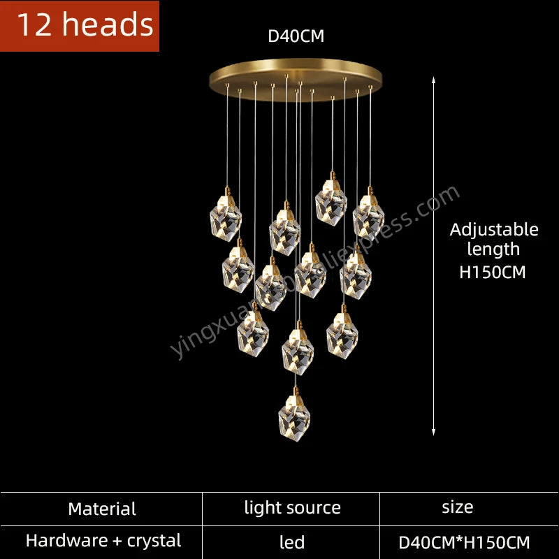 lustre en cristal suspendu pour un éclairage élégant et moderne - vue 9 sur 14