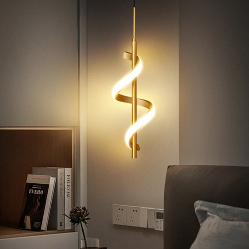 Suspension design LED métallique ondulé Polino - vue 4 sur 7