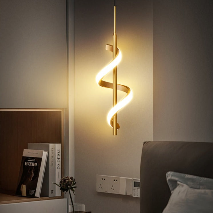 Suspension design LED métallique ondulé Polino - vue 3 sur 7