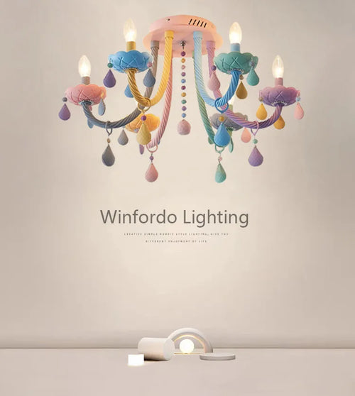 Plafonnier coloré pour enfants lustre moderne Fort chambre d'enfants avec douilles E14/E12 Moe éclairage lampe pour enfants - vue 2 sur 9