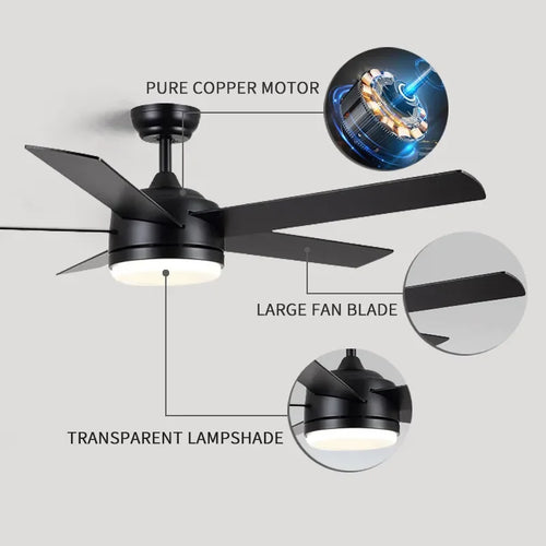 plafonnier silencieux avec télécommande trois pales pour ventilation optimale - vue 5 sur 6