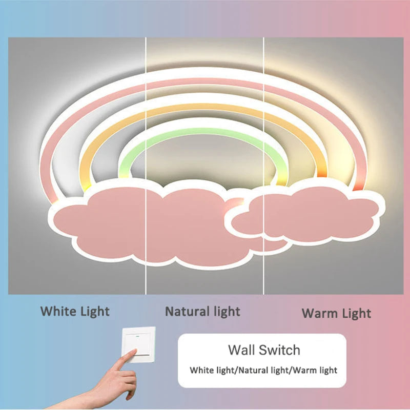 plafonnier nuage arc-en-ciel pour chambre d'enfant décorative et chaleureuse - vue 5 sur 8