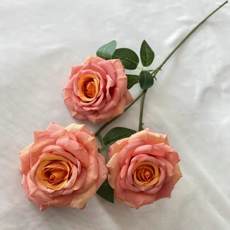 fleurs artificielles en velours roses décoratives pour intérieur - vue 13 sur 14
