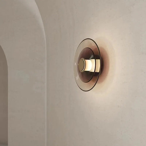 Applique murale Led en verre ambre minimaliste moderne - vue 3 sur 8