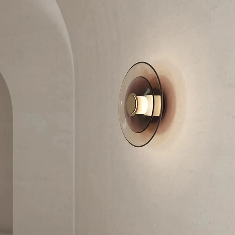 Applique murale Led en verre ambre minimaliste moderne - vue 3 sur 8