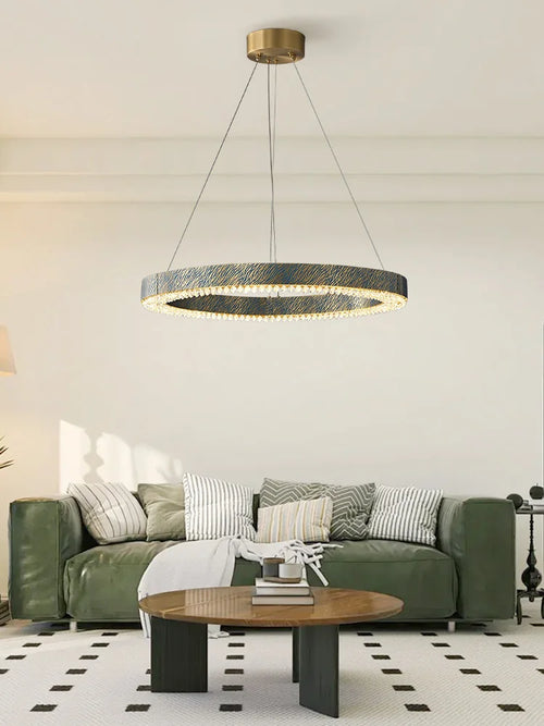 lustre en cristal cuivre postmoderne avec led dimmable - vue 2 sur 21