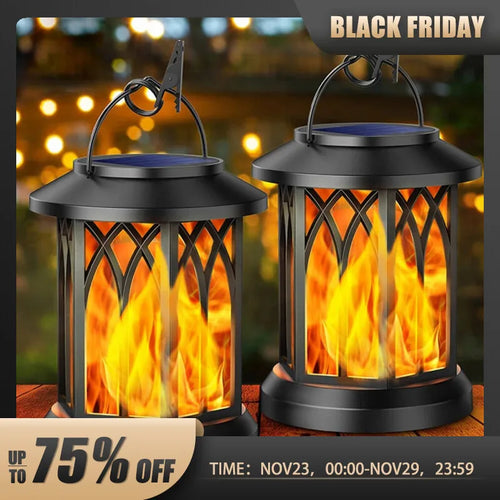 led lampe flamme simulation énergie solaire pince murale extérieure étanche paysage noël jardin - vue 2 sur 8