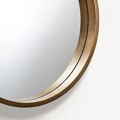 miroir mural rond moderne en magnolia rustique naturel - vue 3 sur 4