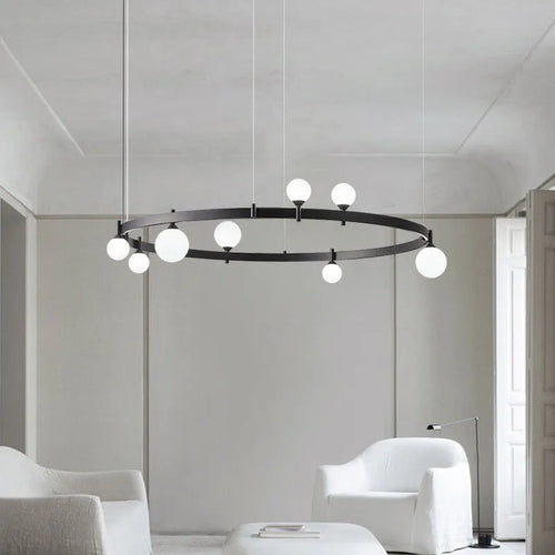 lustre moderne réglable en verre pour décoration artistique - vue 3 sur 10