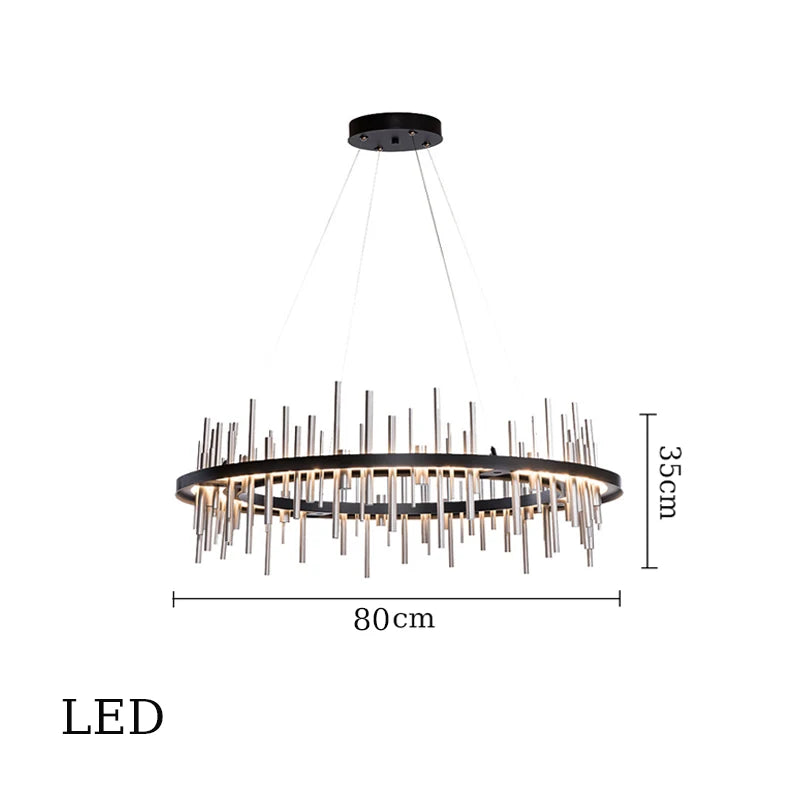 lustre minimaliste en acier inoxydable noir design moderne - vue 16 sur 16