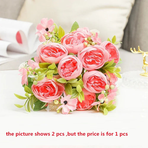 bouquet de pivoines artificielles pour mariage et décoration festive - vue 10 sur 12
