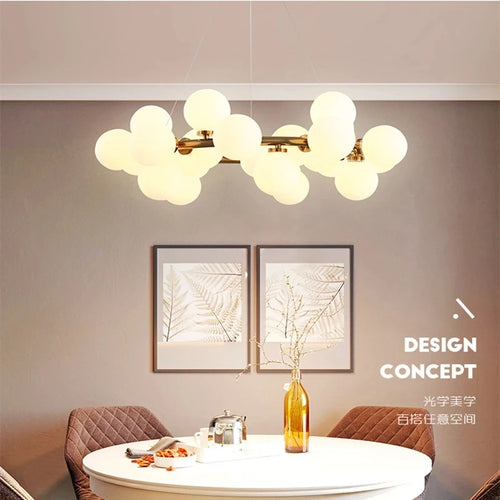 suspension lumineuse 25 têtes design romantique en verre - vue 2 sur 8