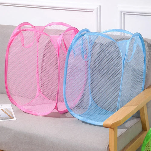 panier pliable pour tri de linge sale en maille - vue 6 sur 8