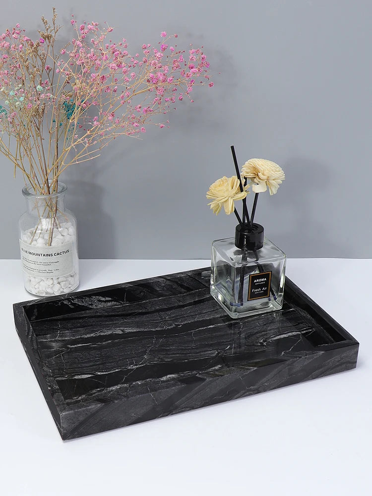 boîte de rangement en travertin et marbre naturel luxe - vue 2 sur 18